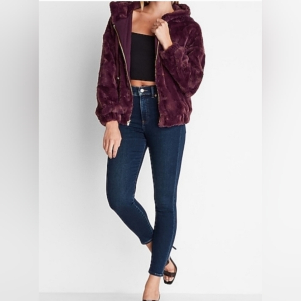 🏷️Streetwear Society Deep Burgundy Fleece/bomberHooded Jacket L P2P21 L24 As Is